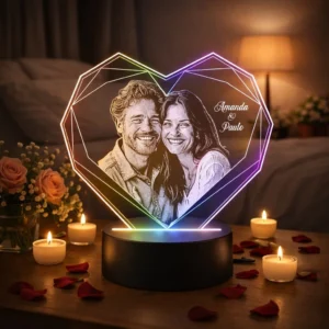 LUMINARIA CORAÇÃO GEOMETRICO CASAL